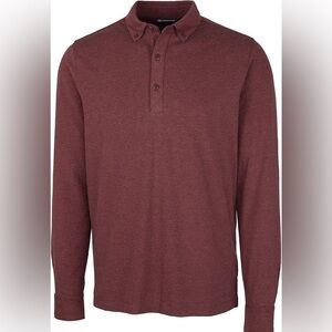 Cutter and Buck Size XL mens long sleeve advantage jersey polo,bordeaux heather